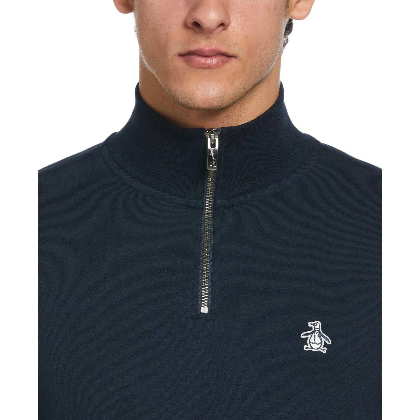 Original Penguin Cotton Quarter Zip Sweatshirt in Dark Sapphire - RD1 Clothing