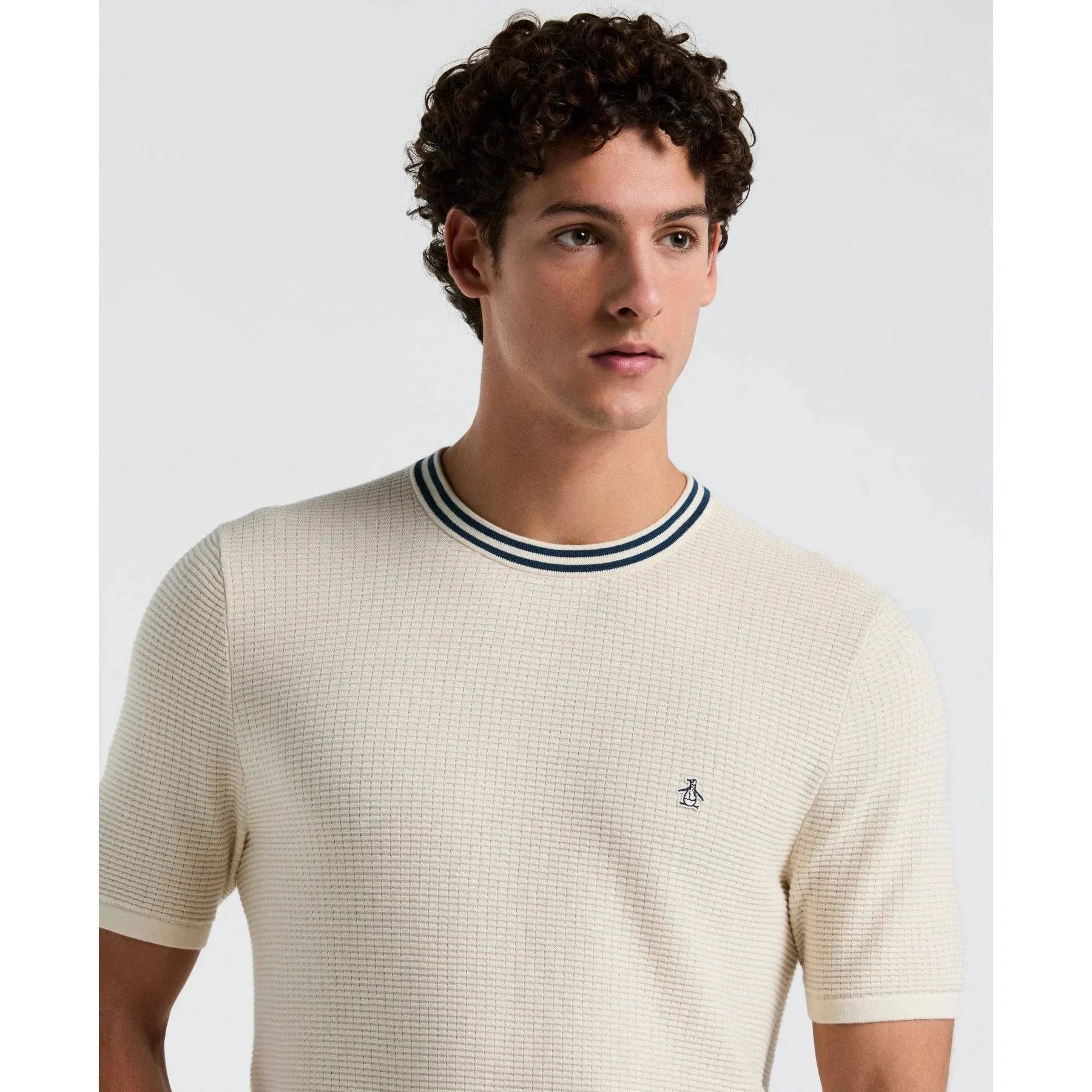 Original Penguin Textured Sweater Knit T-Shirt Birch - RD1 Clothing