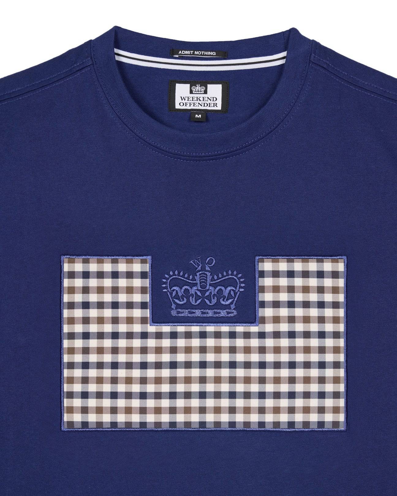 Weekend Offender Zapico Prison T-Shirt Bright Navy/Mid House Check - RD1 Clothing