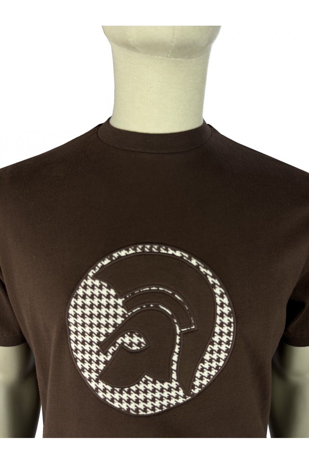 Trojan Applique Houndstooth Jacquard Tee Chocolate