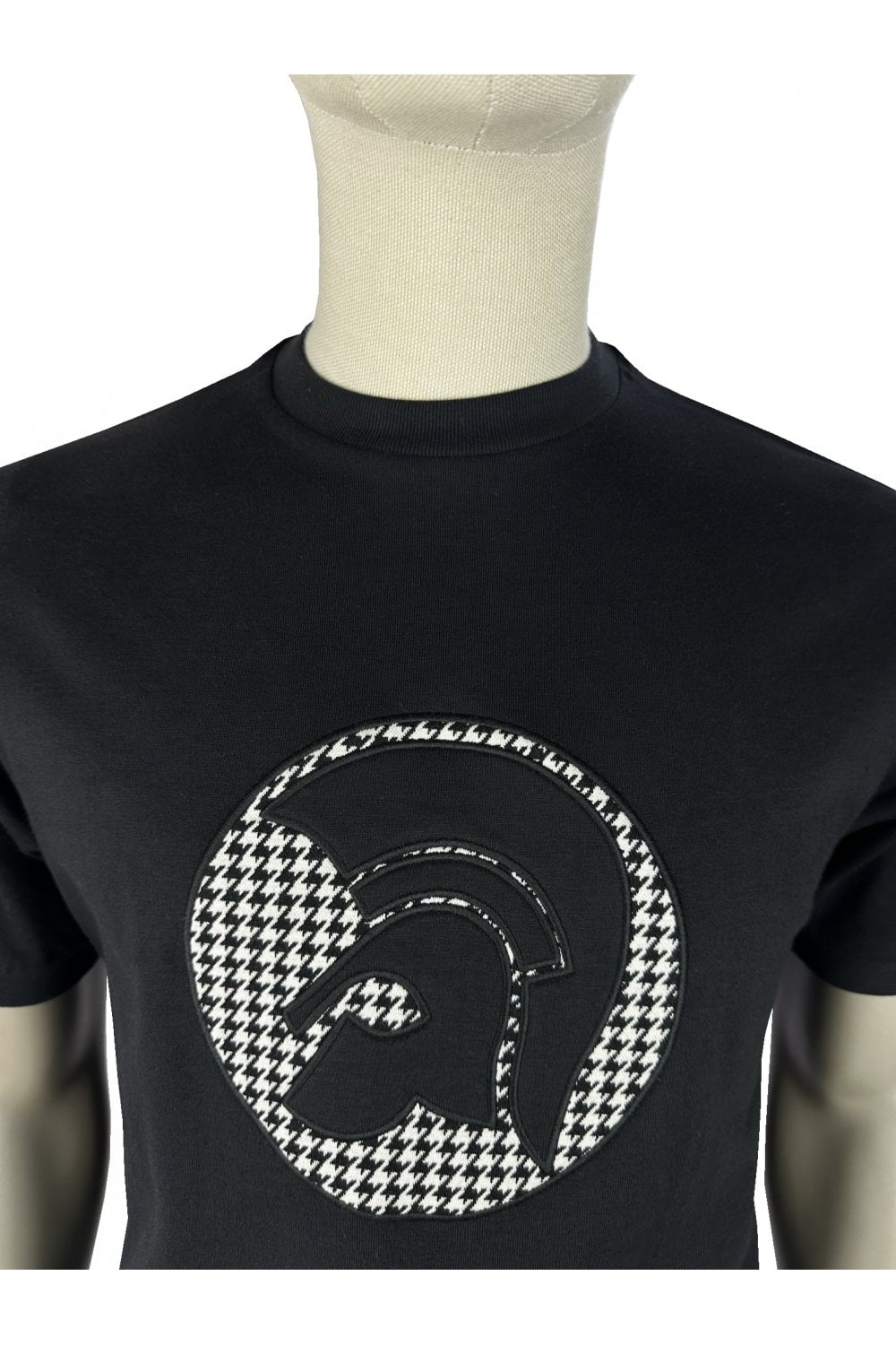 Trojan Applique Houndstooth Jacquard Tee Black