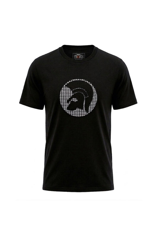 Trojan Applique Houndstooth Jacquard Tee Black