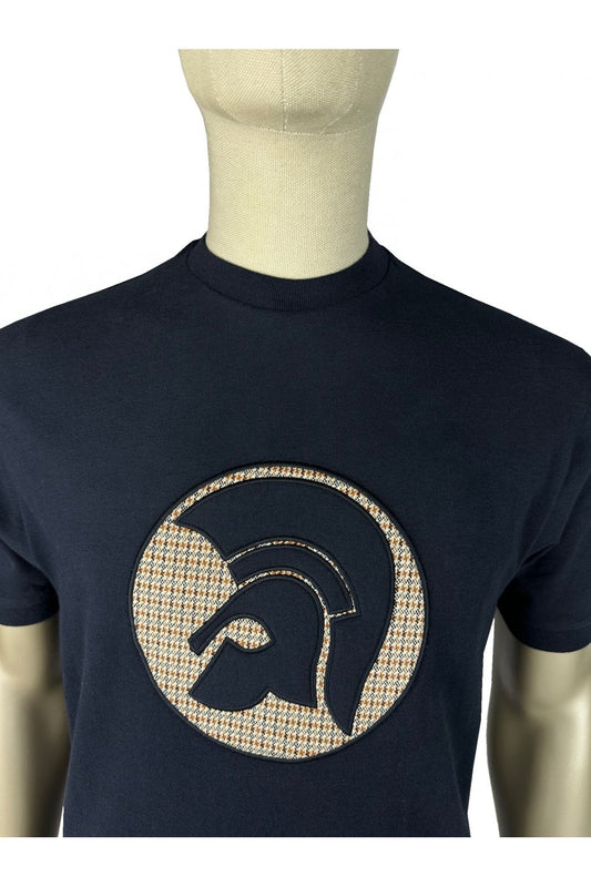 Trojan Applique Jacquard Logo T-Shirt Navy