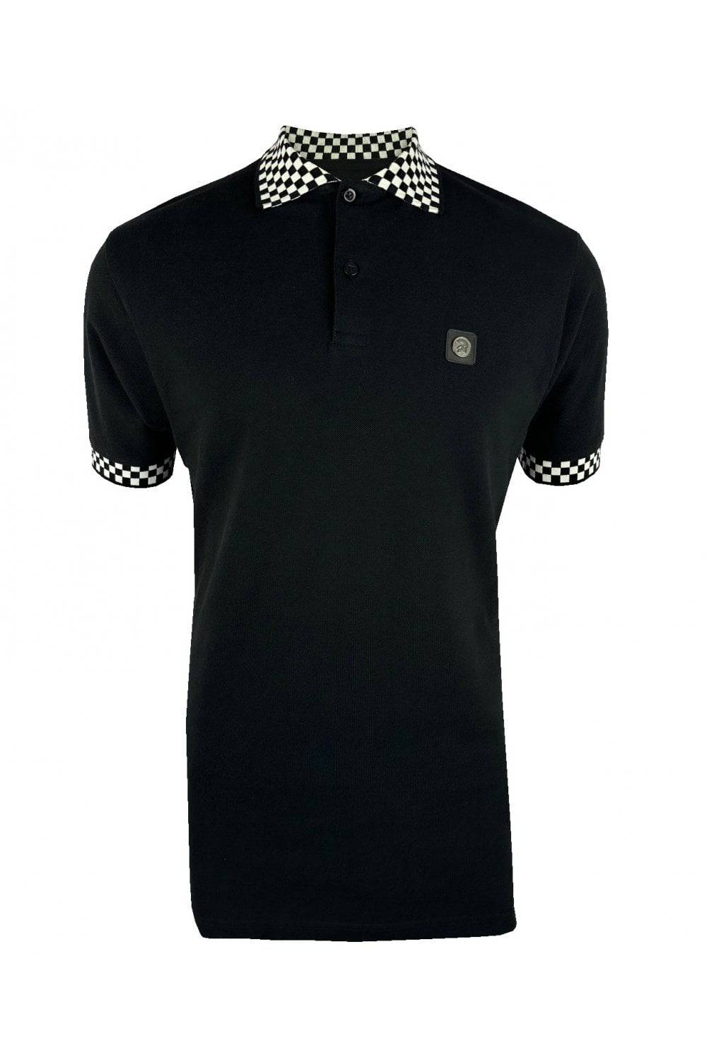 Trojan Chequerboard Trim Pique Polo Black - RD1 Clothing