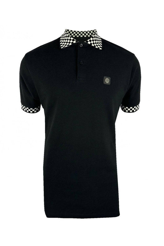 Trojan Chequerboard Trim Pique Polo Black - RD1 Clothing