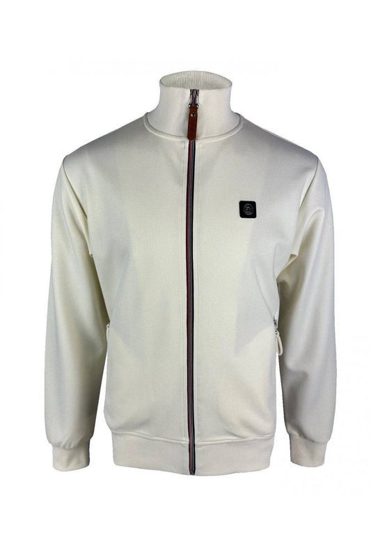 Trojan Chrome Zip Plain Track Top in Ecru - RD1 Clothing