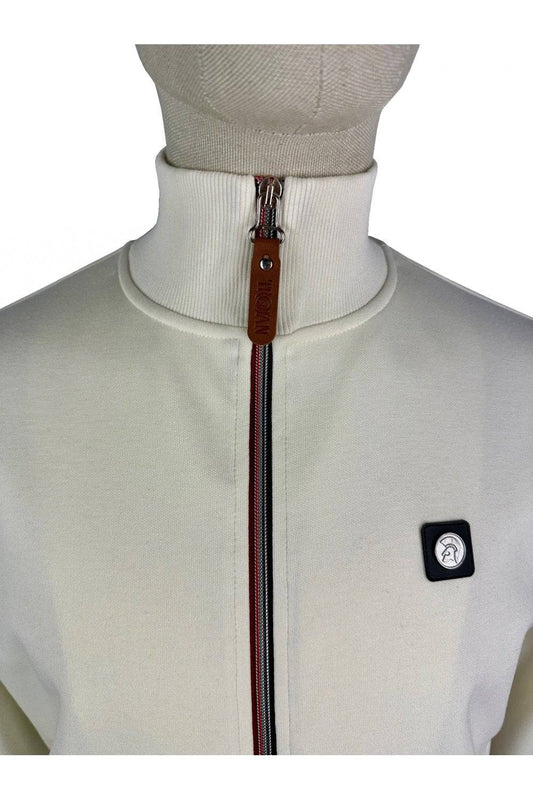 Trojan Chrome Zip Plain Track Top in Ecru - RD1 Clothing
