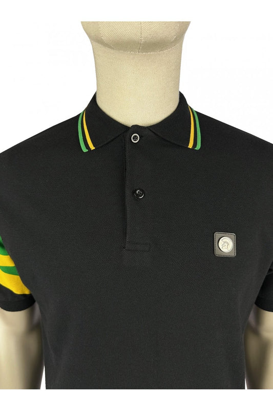 Trojan Flag Sleeve Pique Polo Black - RD1 Clothing