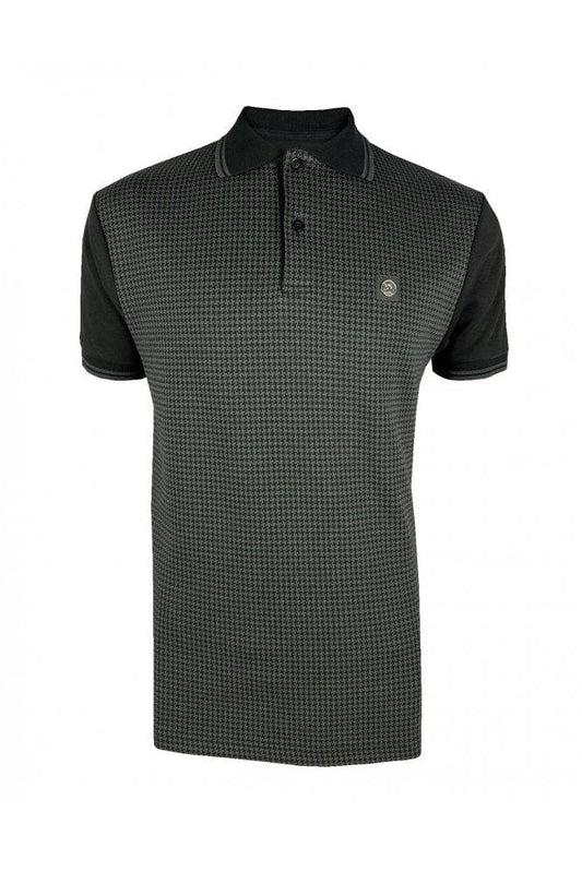 Trojan Houndstooth Panel Polo In Black TR/8934 - RD1 Clothing