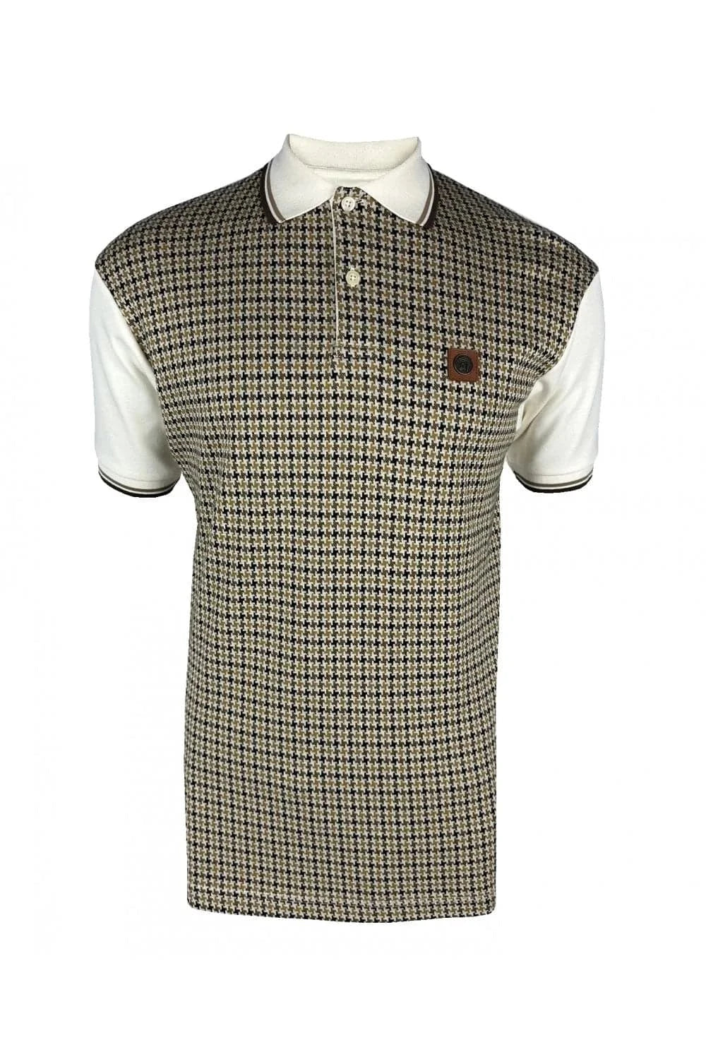 Trojan Houndstooth Panel Polo In Ecru TR/8934 - RD1 Clothing