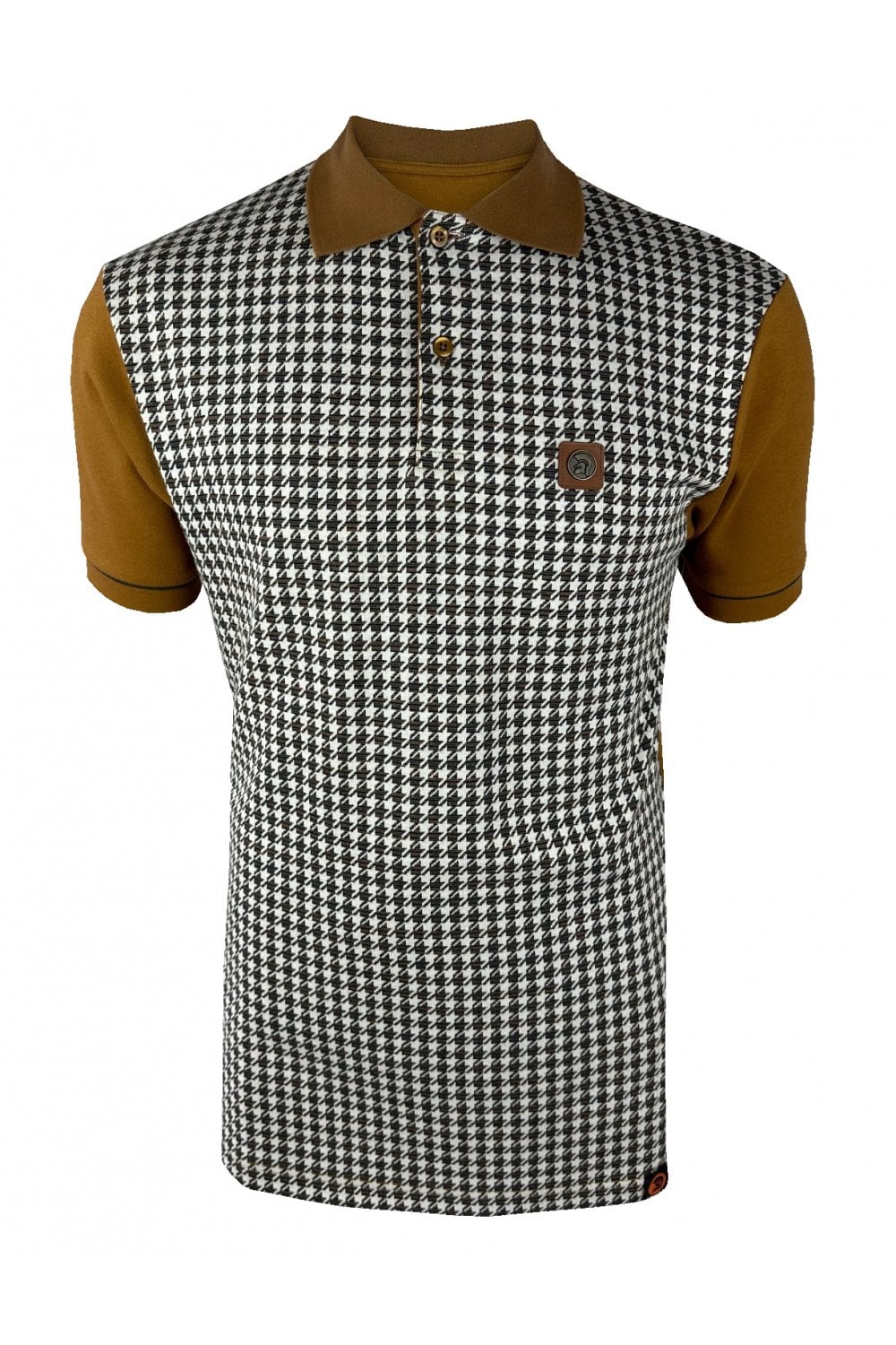 Trojan Houndstooth Panel Polo Tan - RD1 Clothing