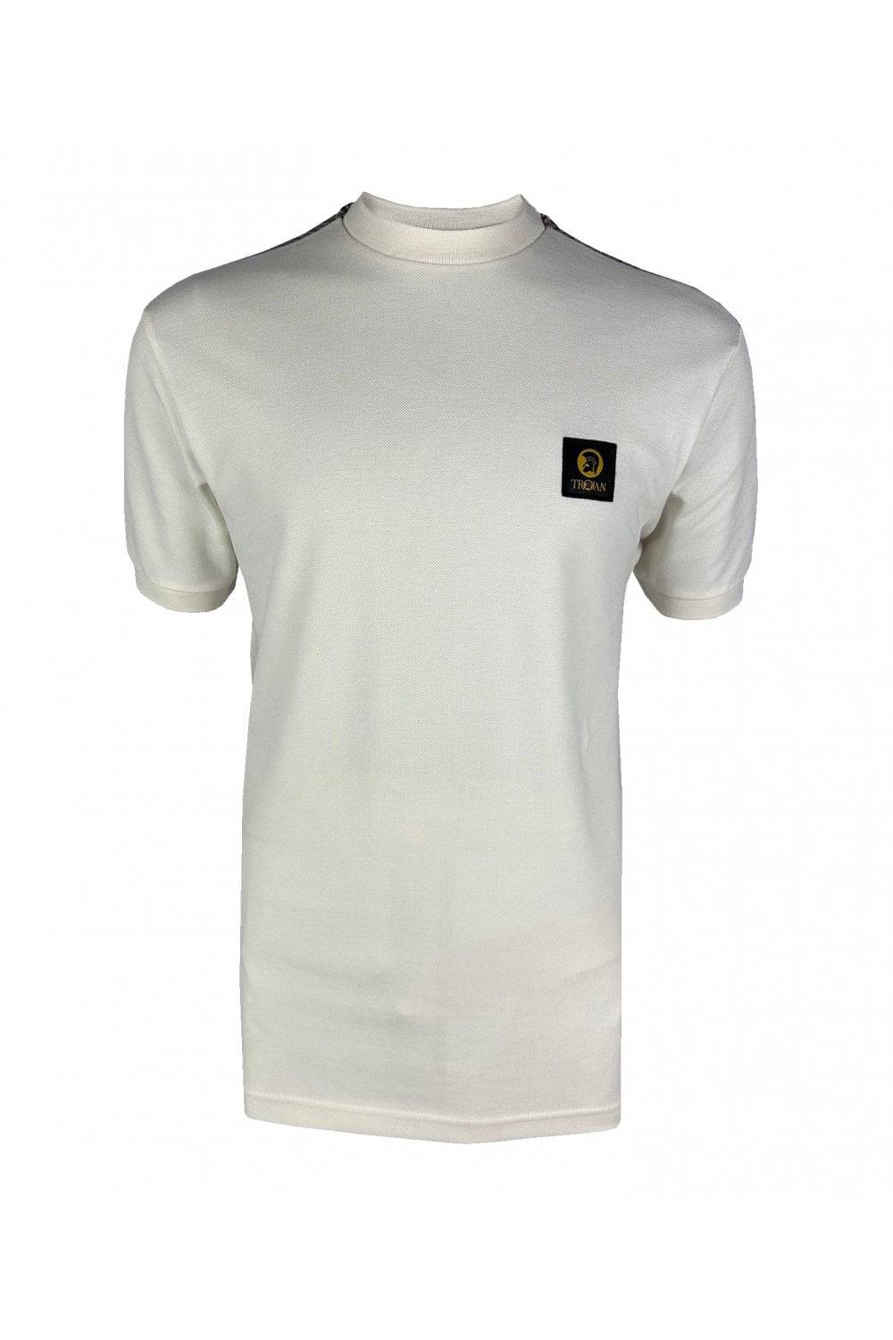 Trojan Houndstooth Trim Pique Tee In Ecru Tr/8942 - RD1 Clothing