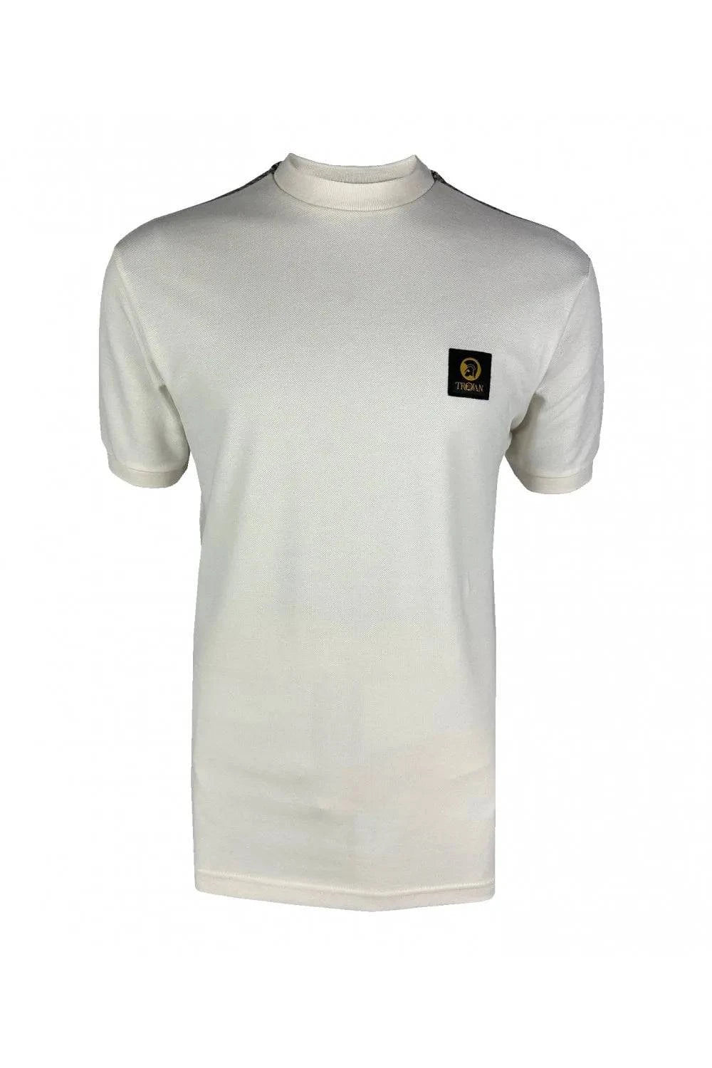 Trojan Houndstooth Trim Pique Tee In Ecru Tr/8942 - RD1 Clothing