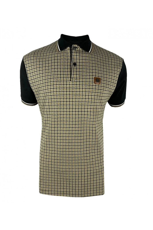 Trojan Jacquard Houndstooth Polo In Black - RD1 Clothing