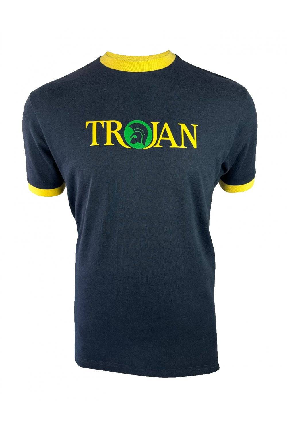 Trojan Logo Ringer T-Shirt Navy/Yellow - RD1 Clothing