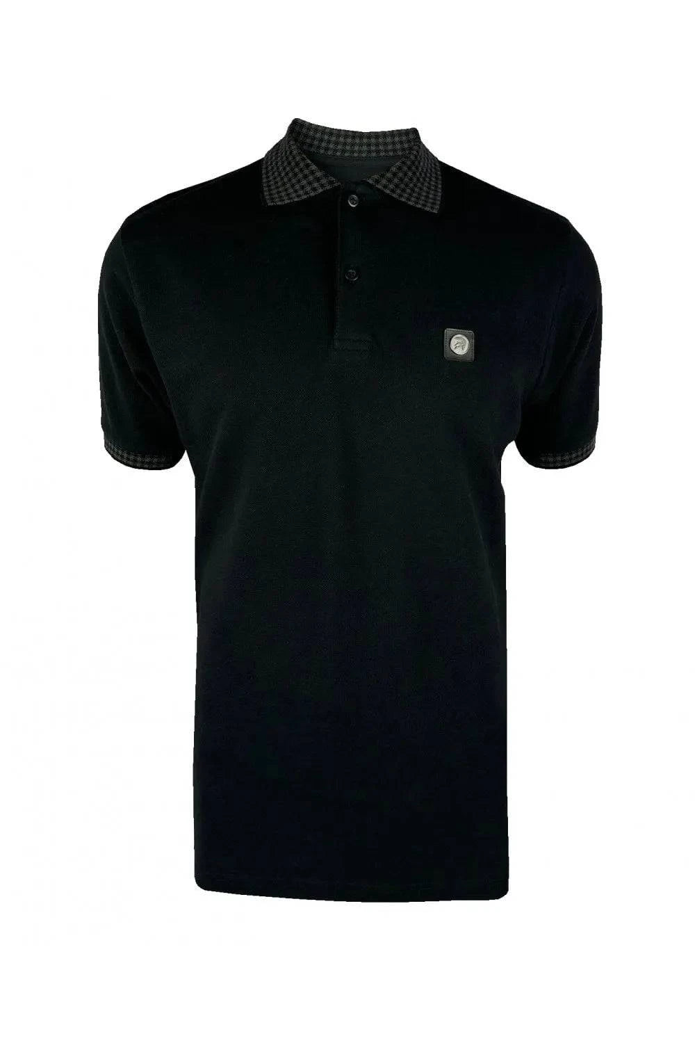 Trojan Mini-Gingham Trim Polo In Black TR/8933 - RD1 Clothing