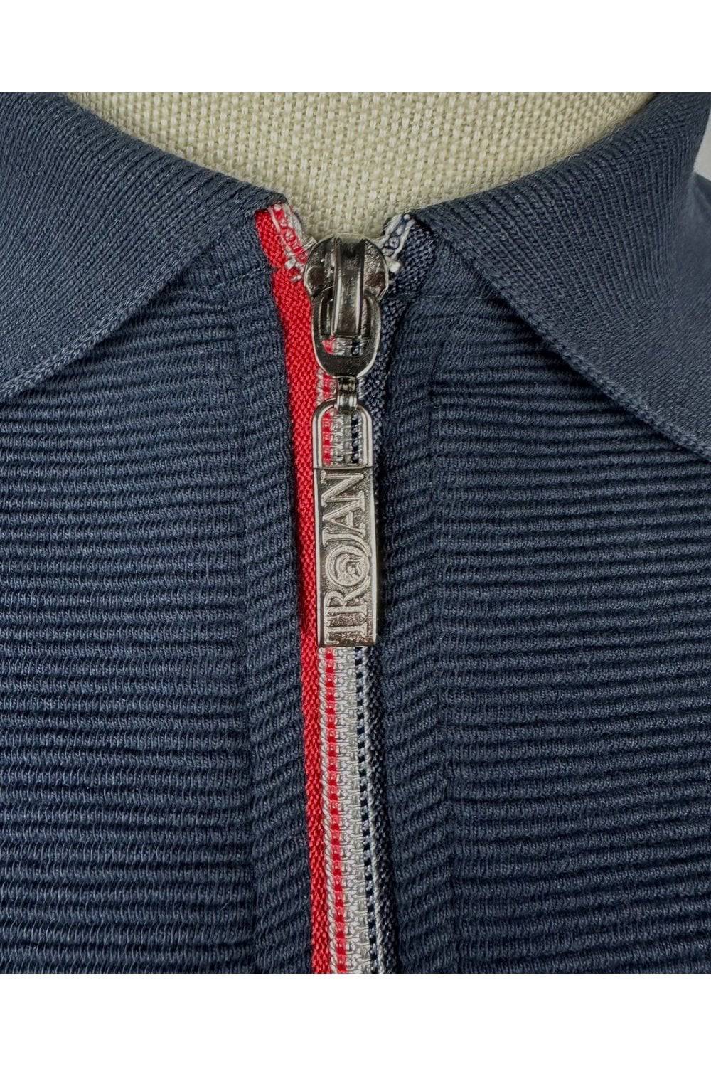 Trojan Ottoman Rib Zip Polo in Navy - RD1 Clothing