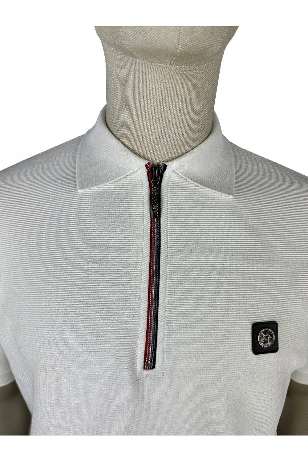 Trojan Ottoman Rib Zip Polo in Ecru - RD1 Clothing