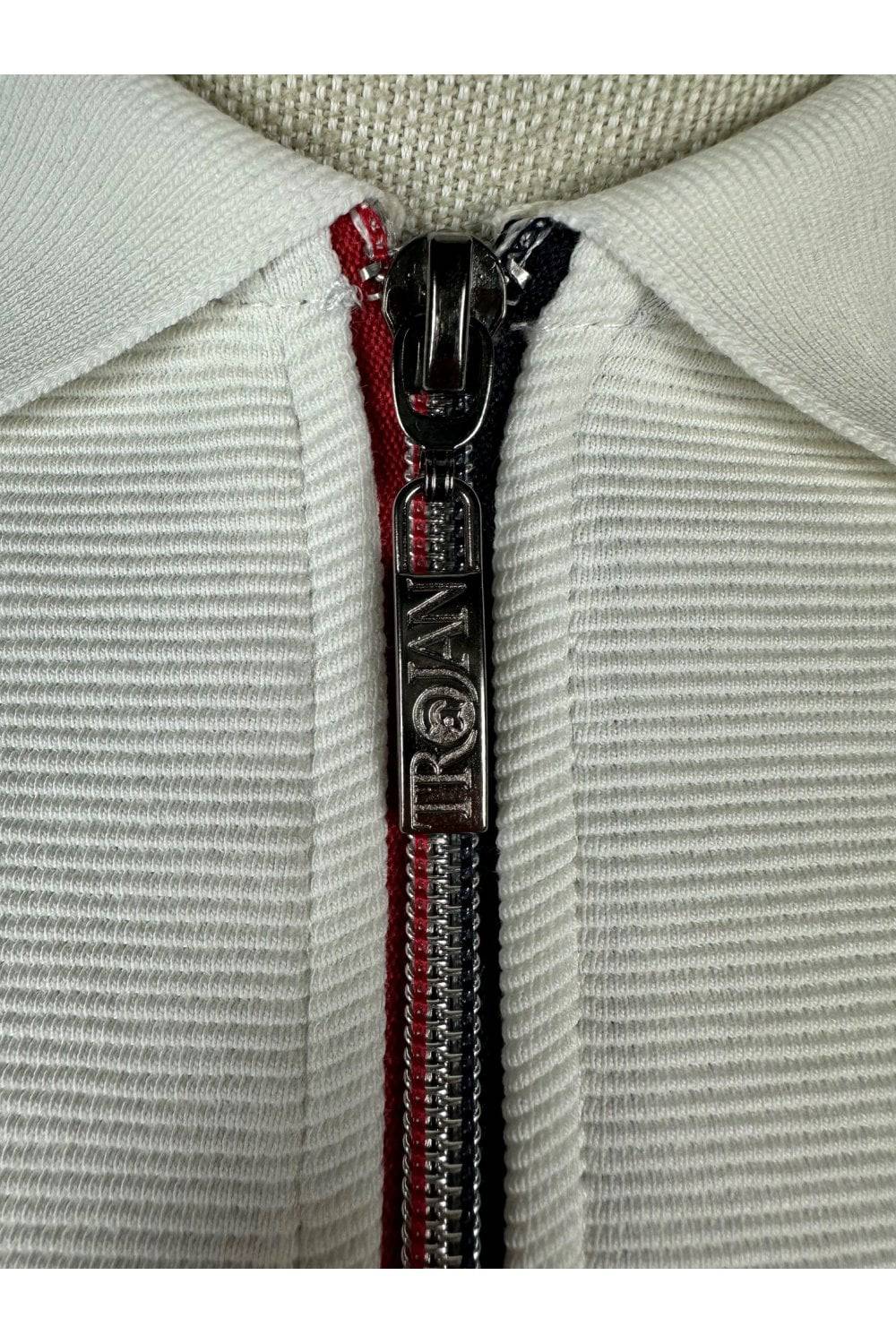 Trojan Ottoman Rib Zip Polo in Ecru - RD1 Clothing