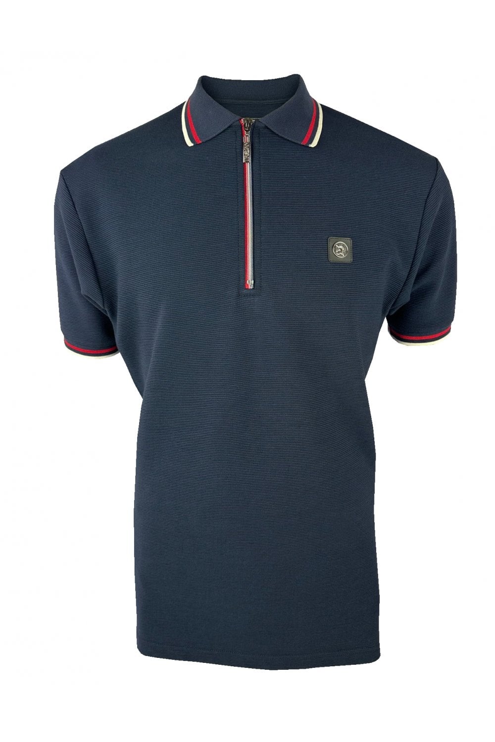 Trojan Ottoman Rib Zip Polo Navy - RD1 Clothing