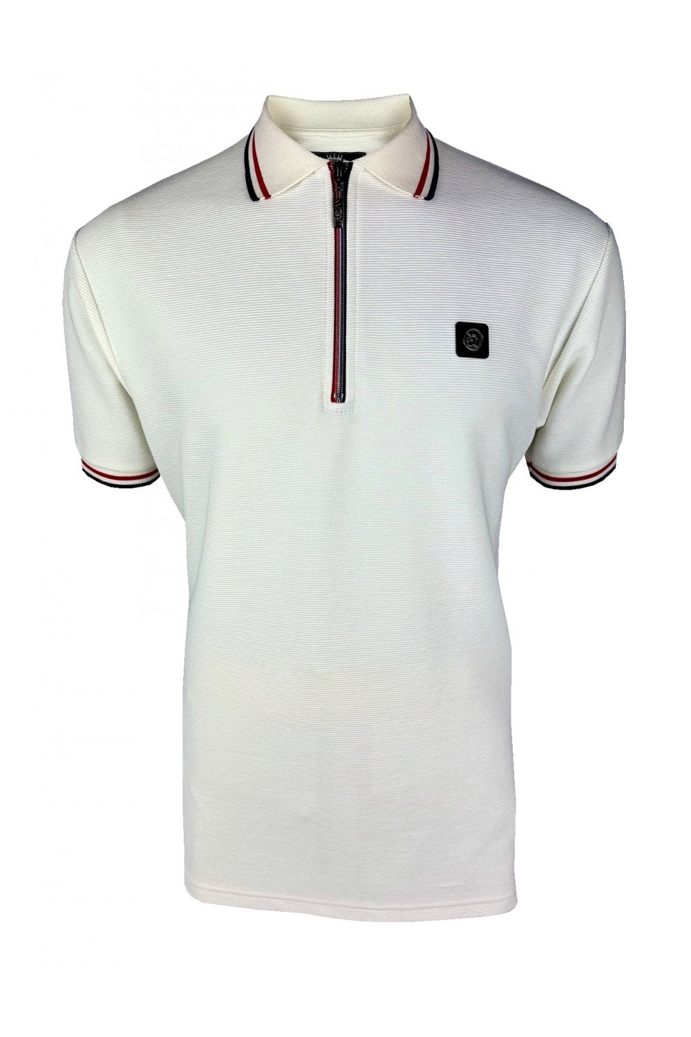 Trojan Ottoman Rib Zip Polo Ecru - RD1 Clothing