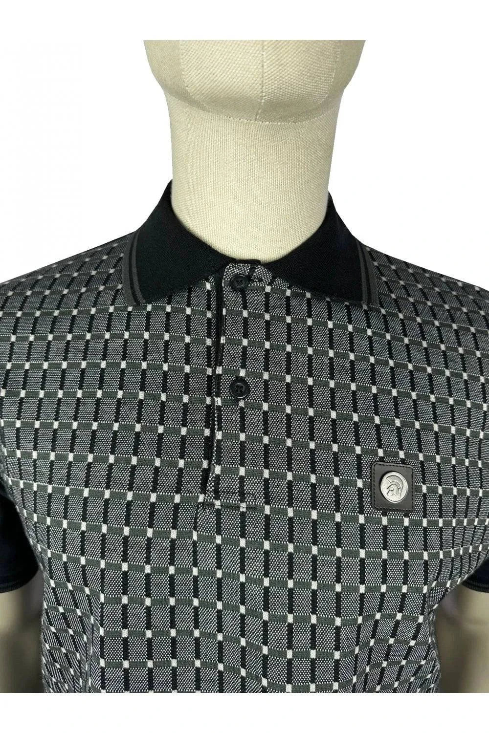 Trojan Squares Panel Polo In Black TR/8922 - RD1 Clothing