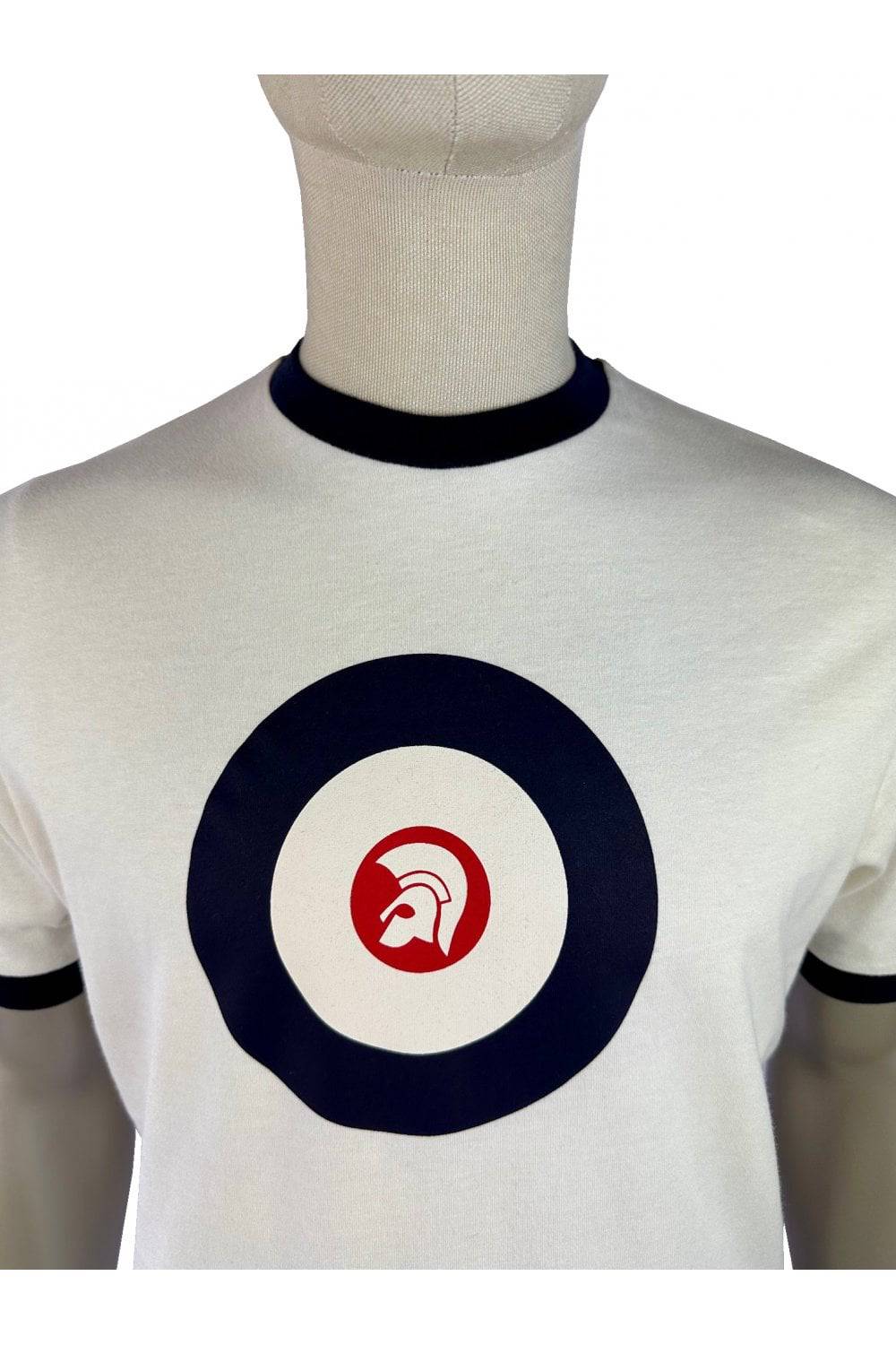 Trojan Target Ringer T-shirt Ecru - RD1 Clothing