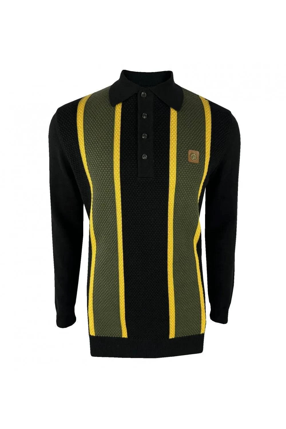 Trojan Textured Stripe Panel L/S Polo TR/8918 - RD1 Clothing
