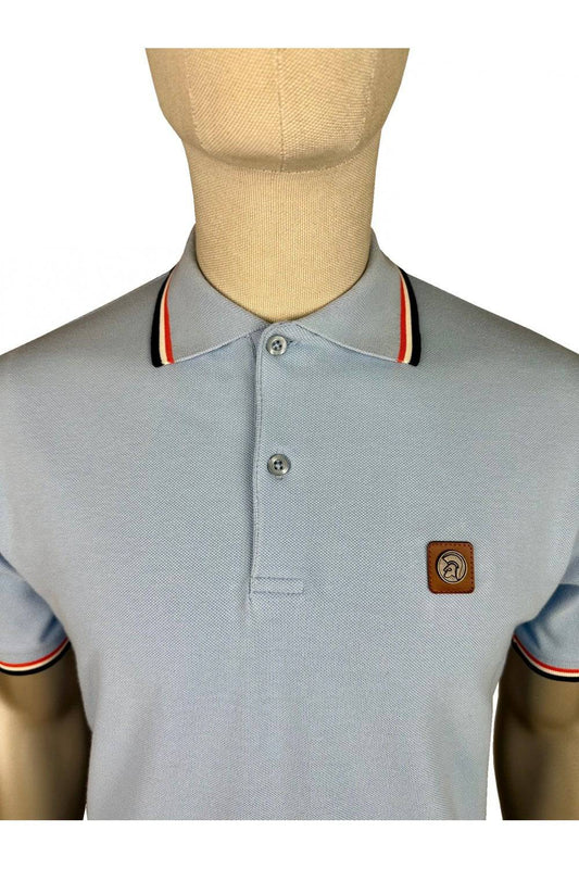 Trojan Three Colour Tipped Pique Polo in Powder - RD1 Clothing