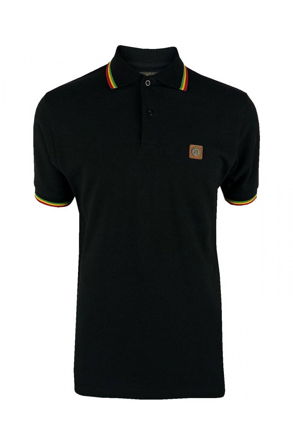 Trojan Three Colour Tipped Pique Polo in Black - RD1 Clothing
