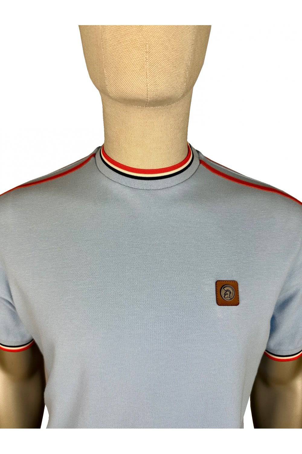 Trojan Three Colour Tipped Pique T-shirt in Powder - RD1 Clothing