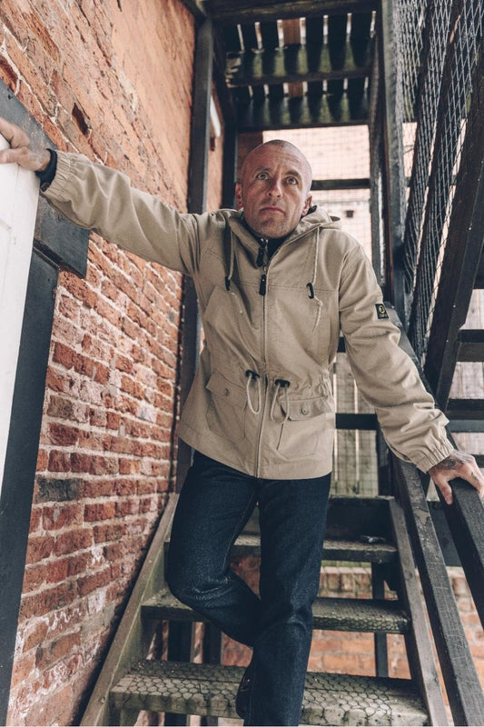 Trojan Twill Badged Parka Stone - RD1 Clothing