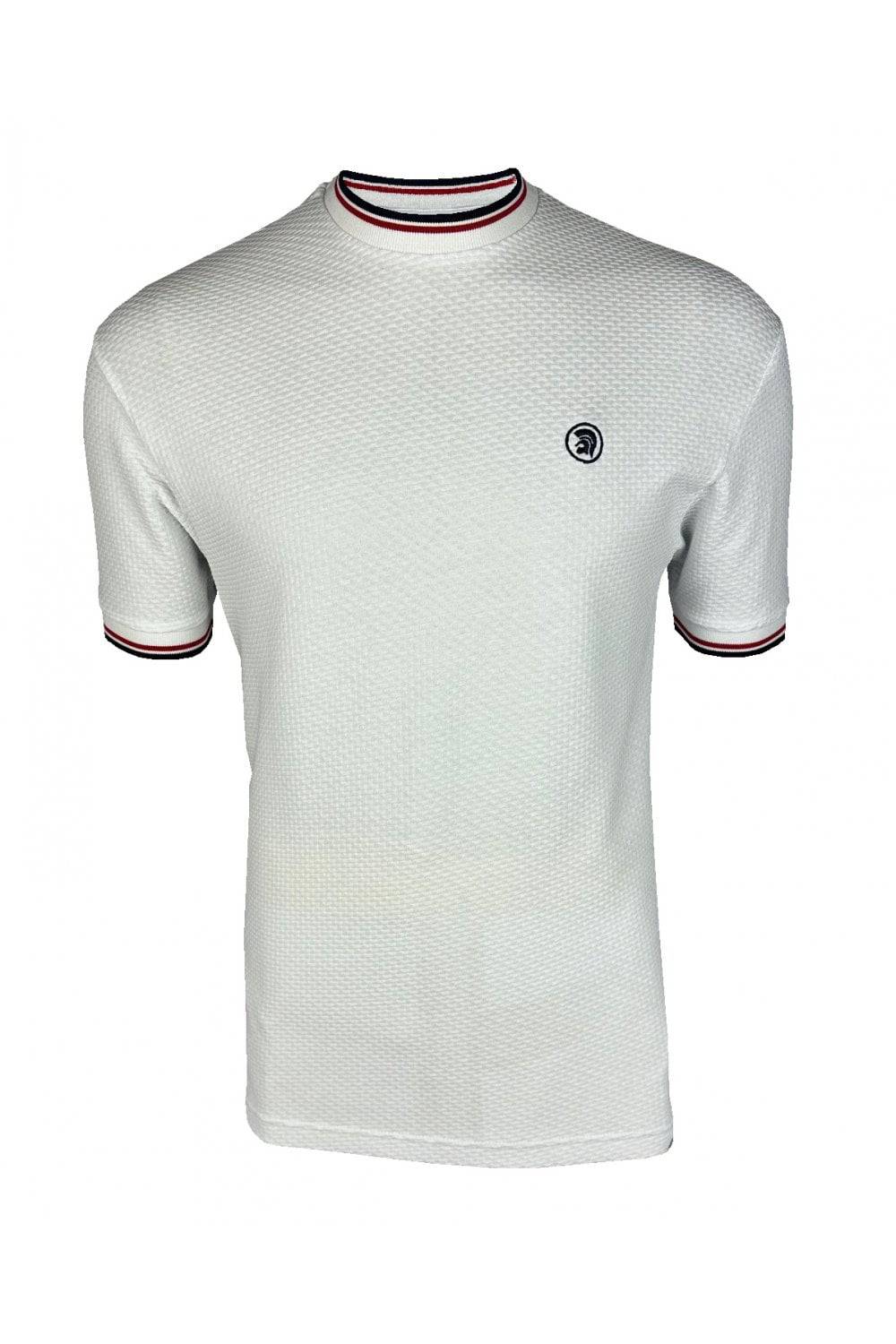Trojan Twin Tipped Textured T-Shirt in White - RD1 Clothing