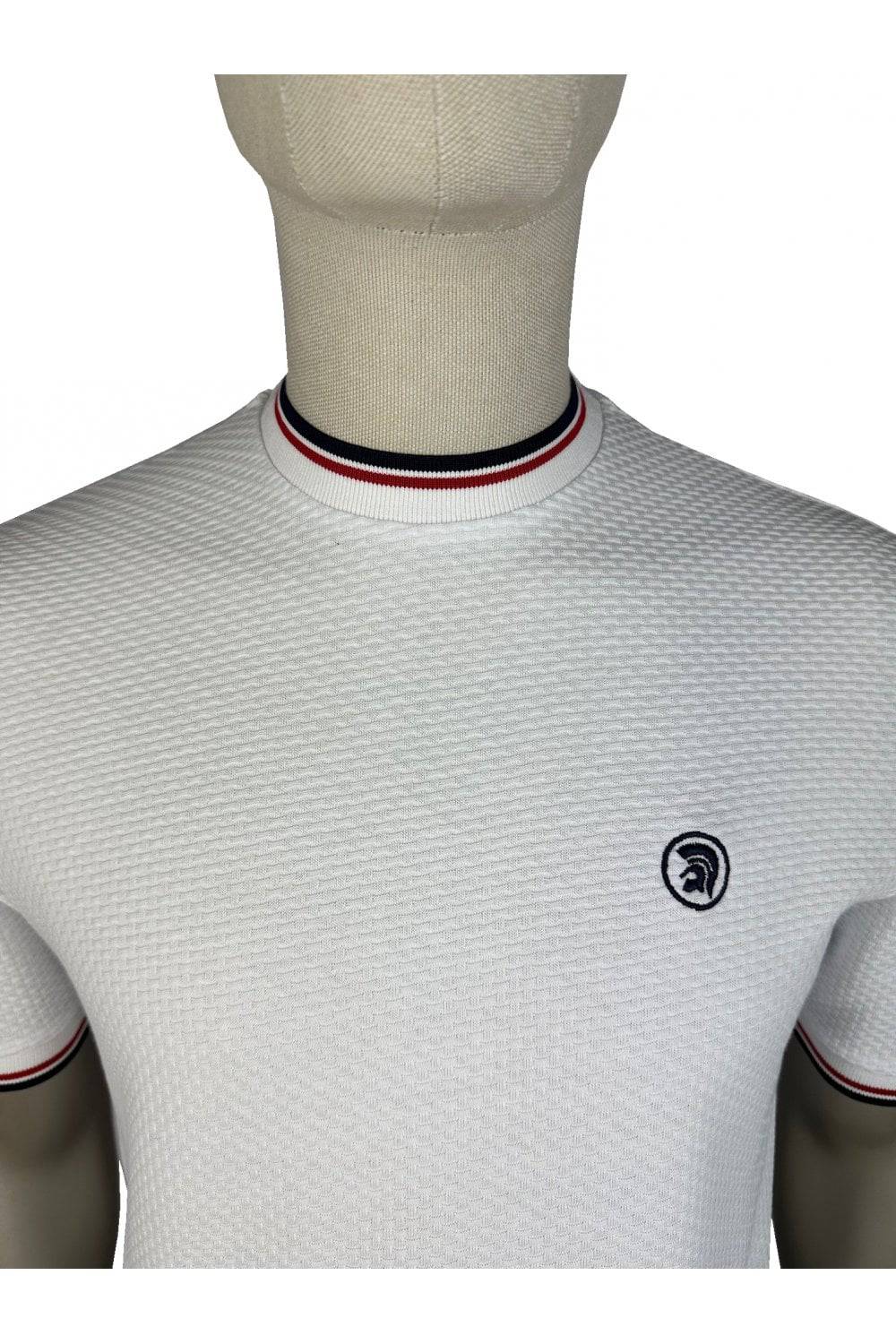 Trojan Twin Tipped Textured T-Shirt in White - RD1 Clothing