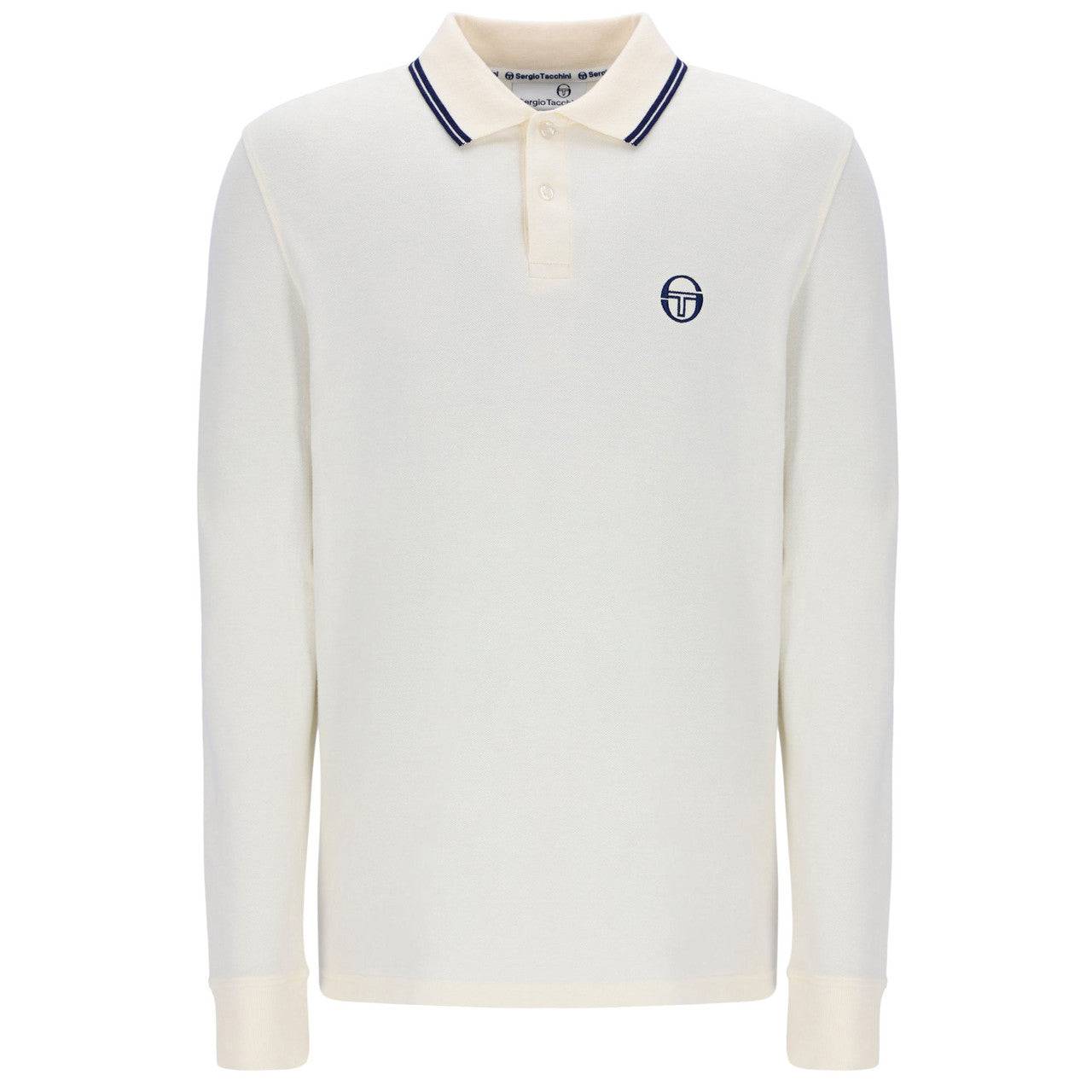 Sergio Tacchini 020 L/S Polo In Gardenia/ Maritime Blue - RD1 Clothing