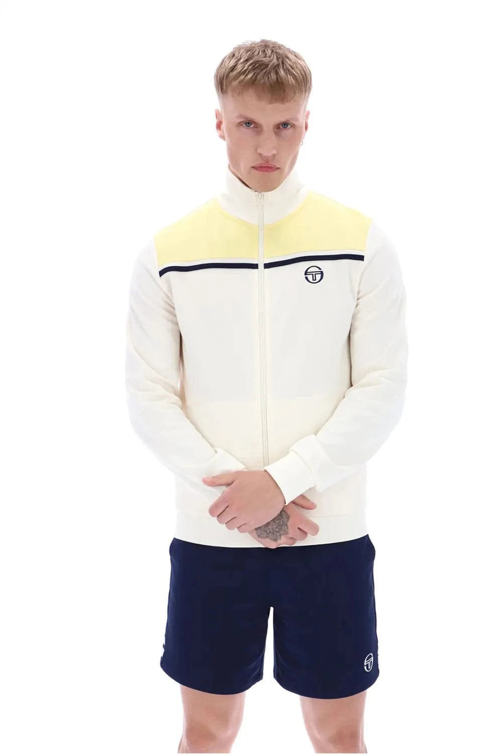Sergio Tacchini Young Line Track Top In White/Pale Banana - RD1 Clothing