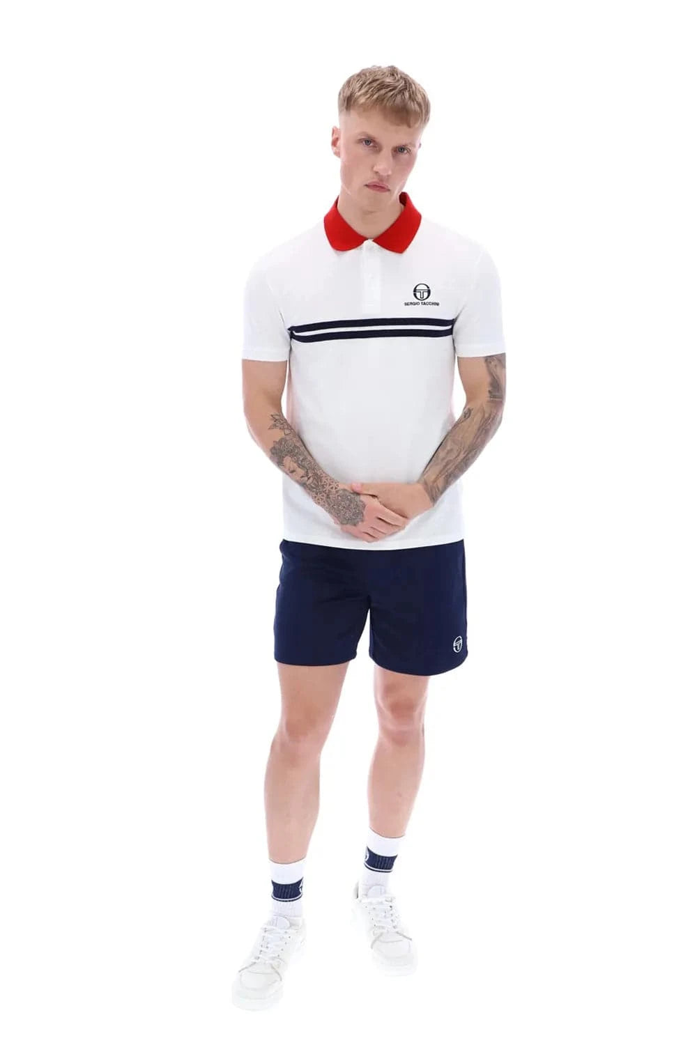 Sergio Tacchini Supermac Polo In White/Adrenaline Rush - RD1 Clothing