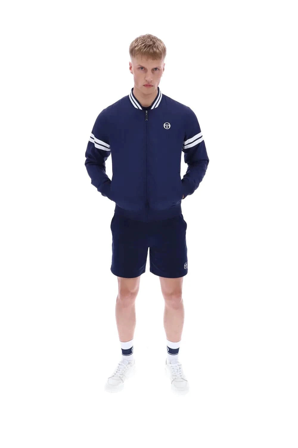 Sergio Tacchini Grello Baseball Jacket Maritime Blue/White - RD1 Clothing