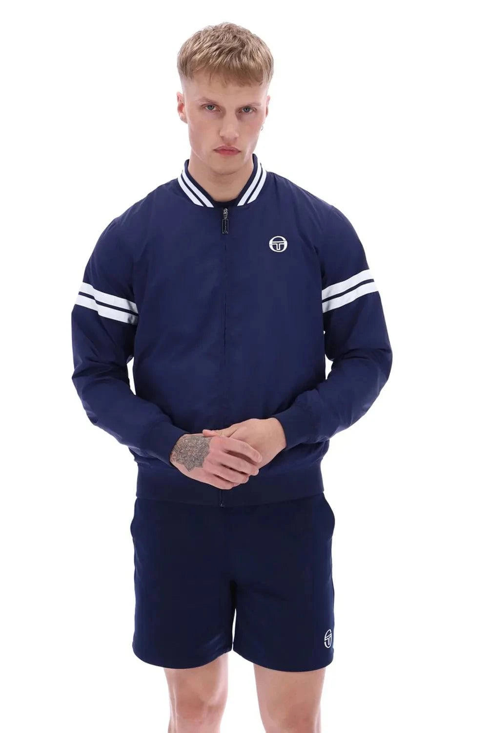 Sergio Tacchini Grello Baseball Jacket Maritime Blue/White - RD1 Clothing