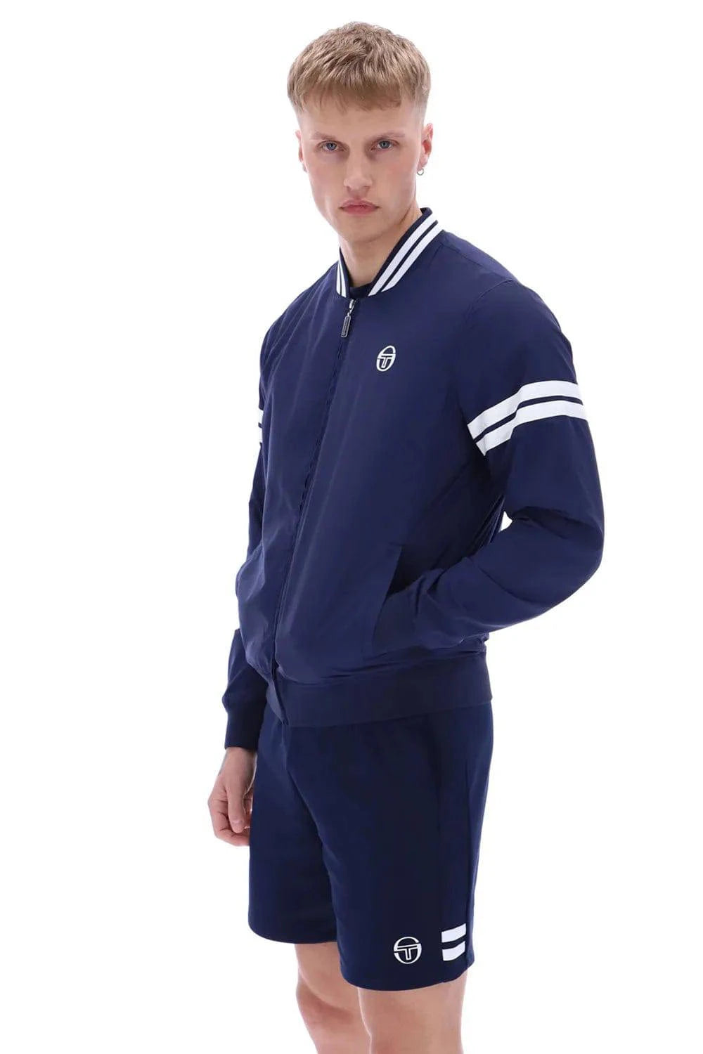 Sergio Tacchini Grello Baseball Jacket Maritime Blue/White - RD1 Clothing