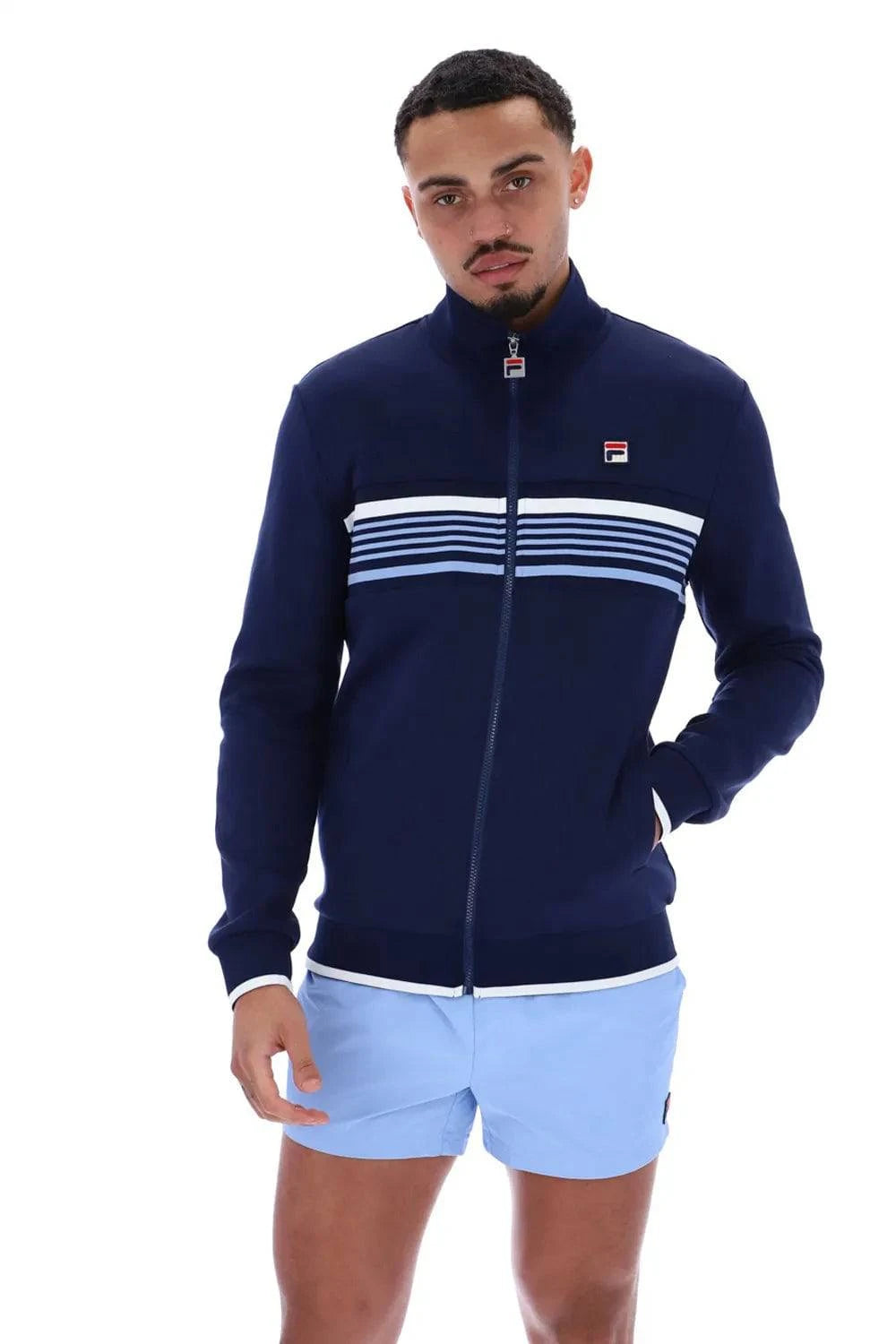 Fila Vasco Cut And Sew Track Top Jacquard Tape Navy/White/Vista Blue - RD1 Clothing