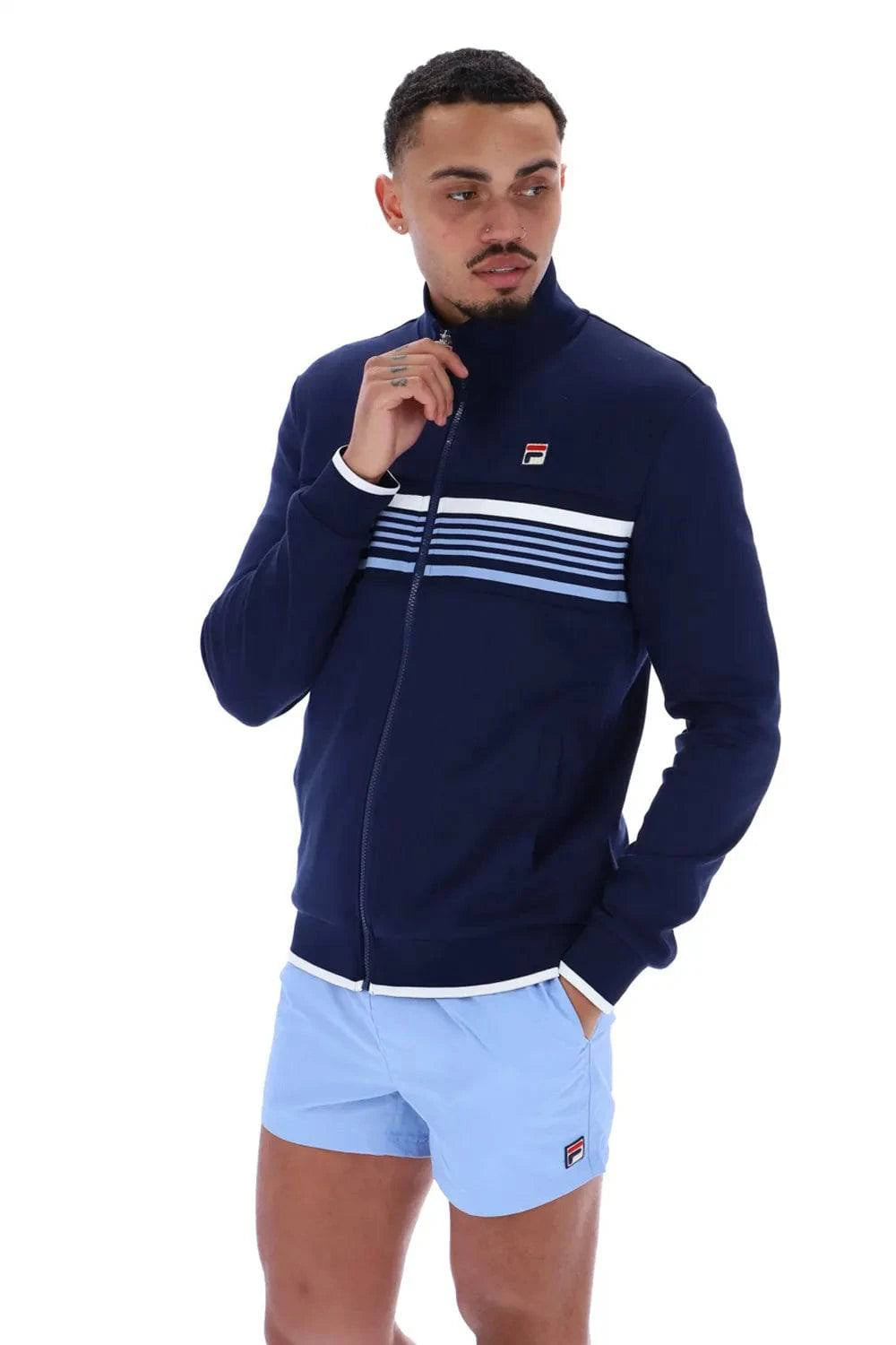 Fila Vasco Cut And Sew Track Top Jacquard Tape Navy/White/Vista Blue - RD1 Clothing
