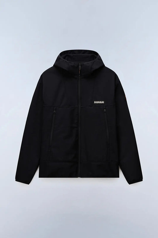 Black Napapijri A-Biois jacket with a sleek design, shown in an XL size, featuring a modern and stylish outerwear look.