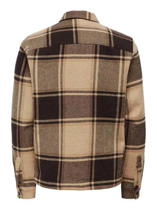 Only & Sons Check Over Shirt in Chinchilla