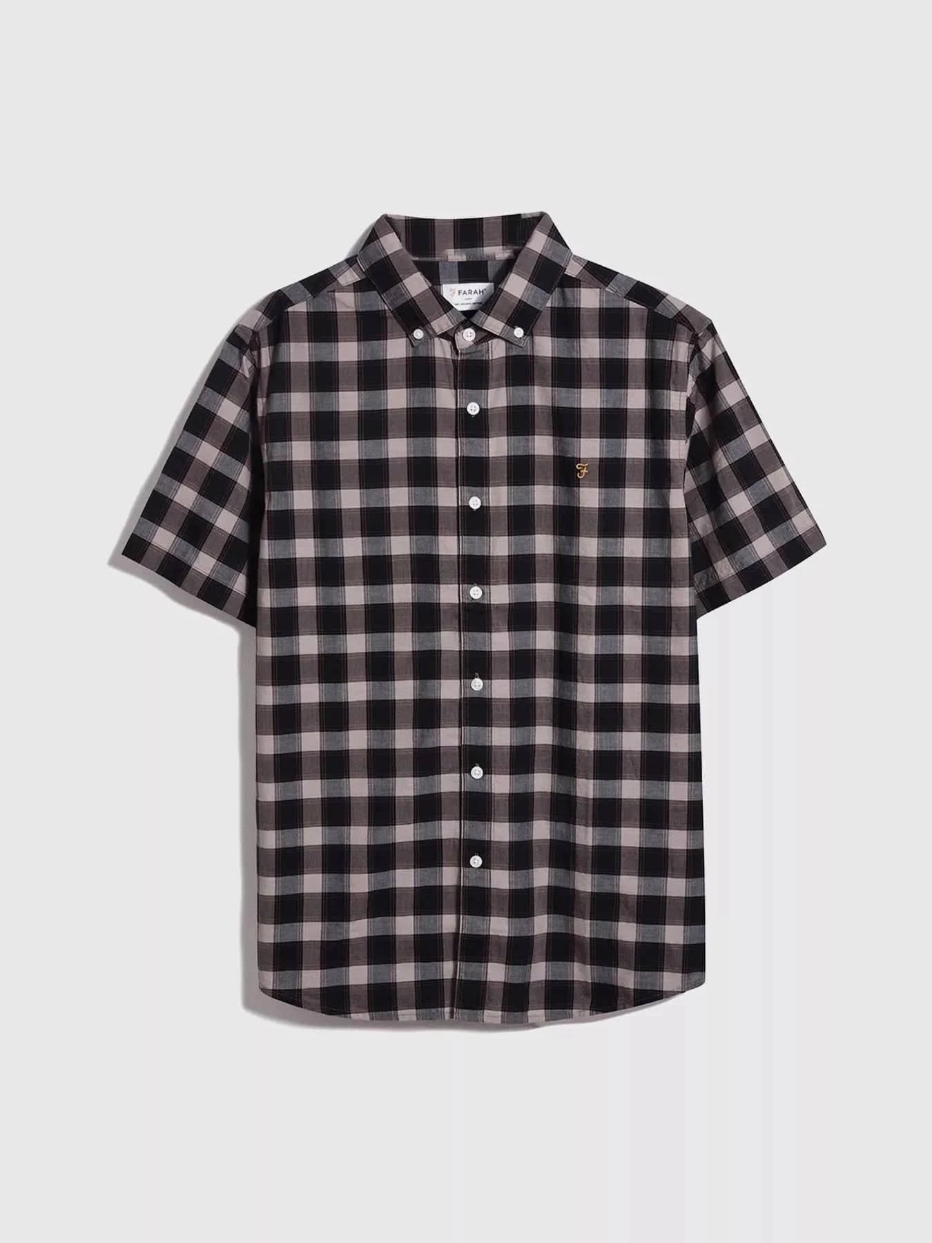 Farah Beckford Check Shirt in Smoky Brown