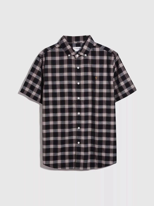 Farah Beckford Check Shirt in Smoky Brown