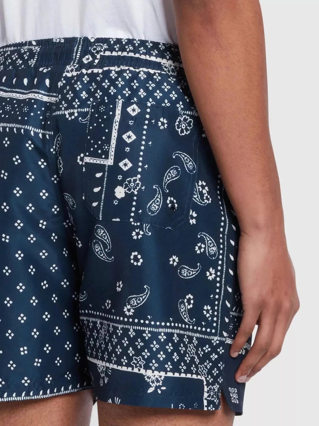 Farah Colbert Bandana Print Swim Shorts in True Navy