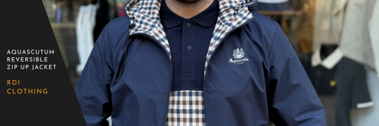 Aquascutum Reversible Zip Up Jacket Navy
