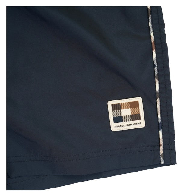 Aquascutum Club Check Piping Beach Shorts Navy
