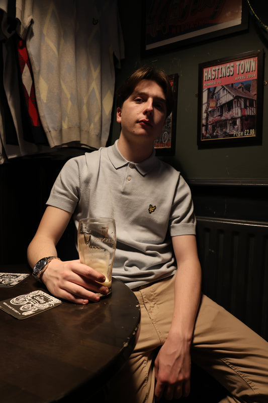 Lyle & Scott Short Sleeve Knitted Polo Opal Blue - RD1 Clothing